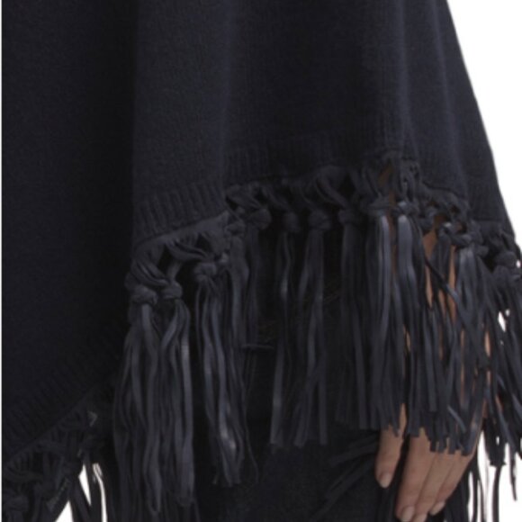 TESMA Cashmere Blend Poncho With Suede Fringes - Picture 4 of 4